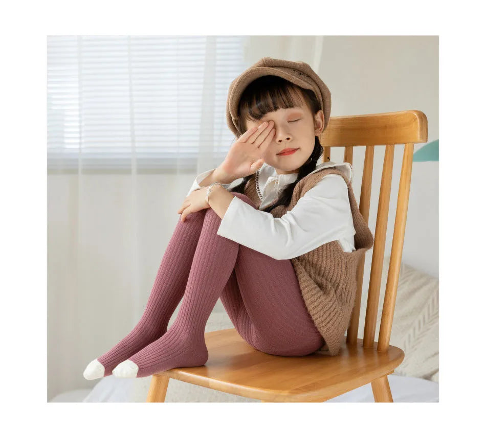 Baby Tights for Girl Spring Autumn Stockings Children Warm Pantyhose Kids Cotton Pants Candy Color Ribbed Girl Trousers 0-8 Year