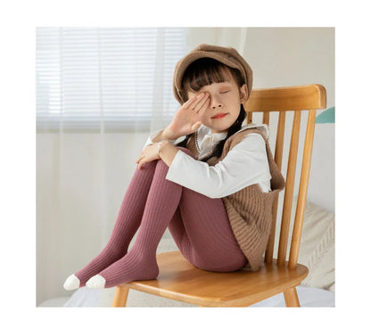 Baby Tights for Girl Spring Autumn Stockings Children Warm Pantyhose Kids Cotton Pants Candy Color Ribbed Girl Trousers 0-8 Year