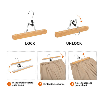 5pcs super strong clamping force solid wood pants rack pants and skirt clips non-slip traceless home storage