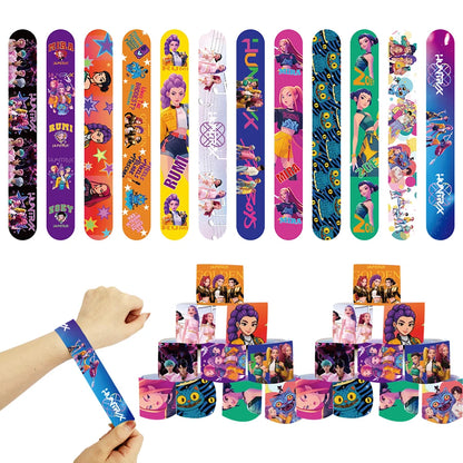 K-POP Demon Slayer Slap Bracelets - Party Favors for Kids Birthday, Christmas Stocking Fillers (12/24/36/48 Pack)