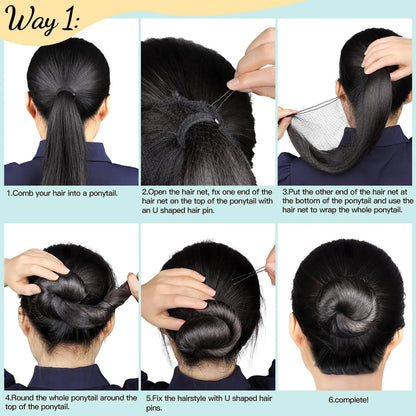 20 invisible hairnets and 40 U-shaped hair clips, suitable for women, ballet dancers, and flight attendants