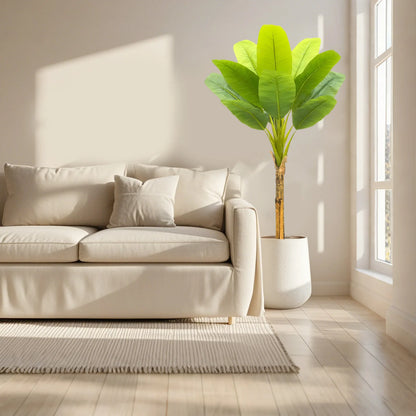 Bird of Paradise Artificial Plants Tree Tropical Faux Banana Silk Tree Fake Banana Leaf Plant with Stalks for Home Office Decor