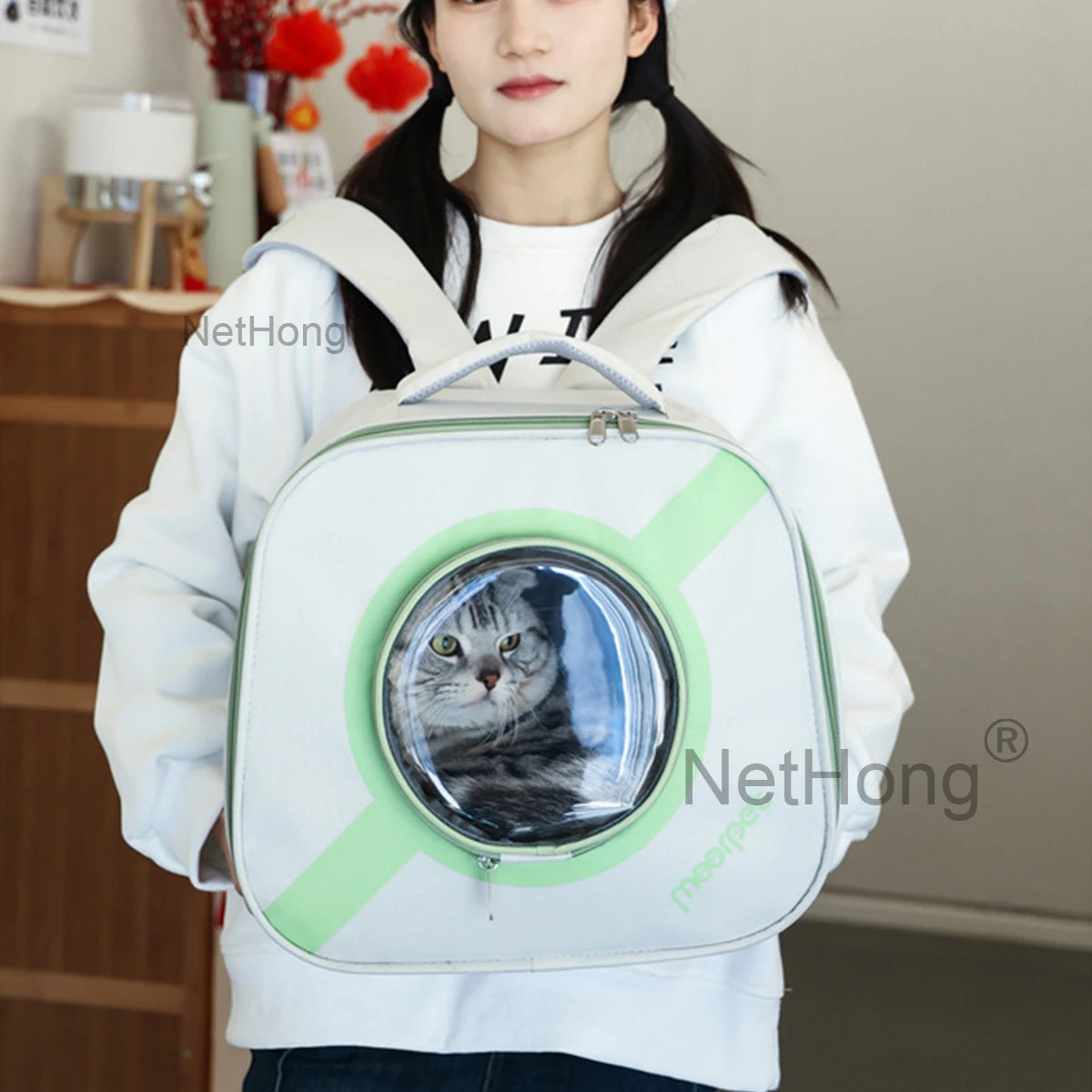 Portable Pet Carrier Backpack For Birds Rabbits & Small AnimalsDurable Nylon With Secure Zip Closure Bag Pack Harness For Pets