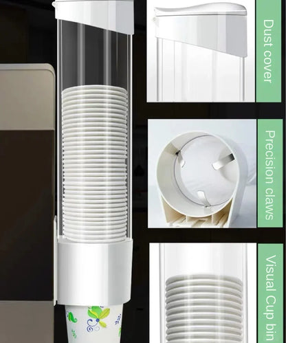 Disposable Paper Cup Dispenser Wall-mounted Plastic Water Dispenser Cup Holder Cup Container Paper Frame Home Organizer