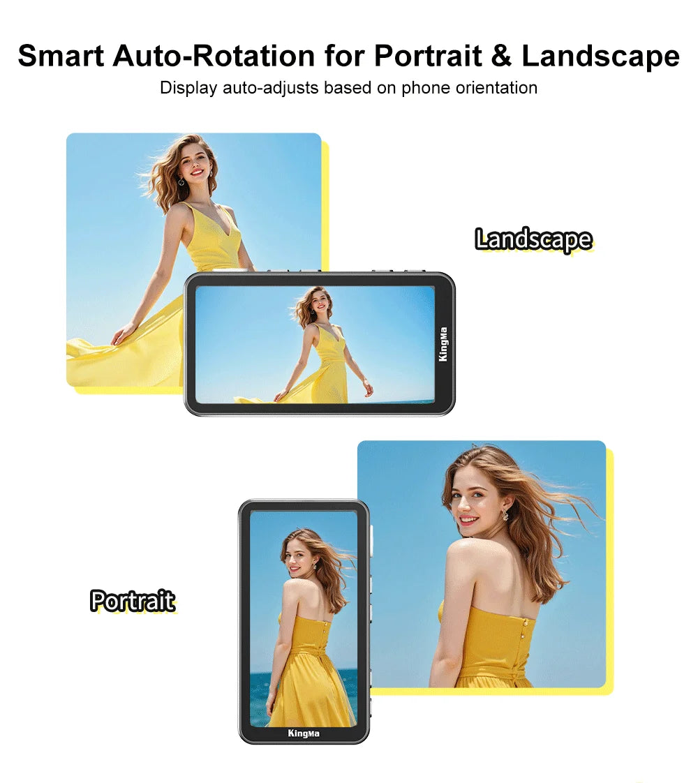 Phone Vlog Selfie Monitor Screen, Touchscreen Monitor, Wireless Transmission with Bluetooth Remote for iPhone Live Stream TikTok