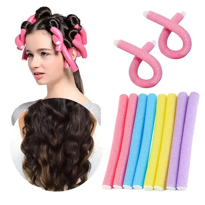 Бигуди 10pcs Heatless Hair Curler No Heat Hair Rollers Soft Curls Curling Rod Roller Sticks Foam Rods Hair Styling Tools 헤어롤