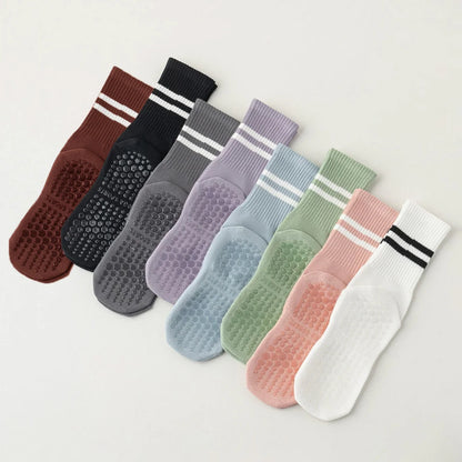 3 Pairs Long Yoga Socks with Grip for Women Anti Skid Gripper Socks No Slip Socks for Pilates, Barre, Dance,Yoga