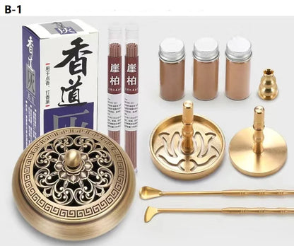 Incense Burner Set Brass Incense Fragrance Making Kit Incense Sealing Mold Incense Holder for Yoga Meditation Home Fragrance