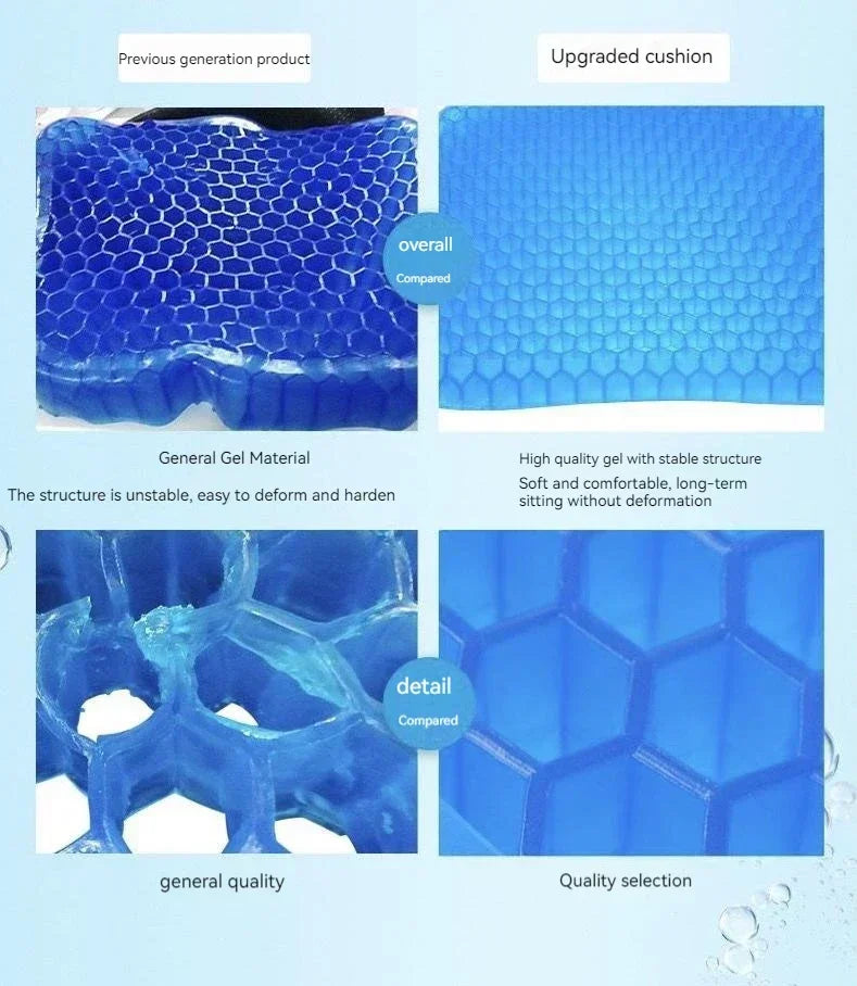 Car Seat Cushion Breathable Cool Gel Cooling Pad Universal Car Honeycomb Butt Pad Car Home Office Chair Cushion