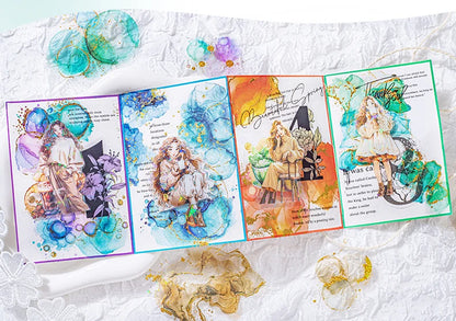 15 Pcs Creative Watercolor smudging hot stamping Stickers hand tent DIY Stick Labels Scrapbooking Material Junk Journal Supplies