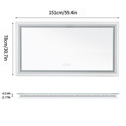 Jumbo-Large Illuminated LED Bathroom Mirror, Front and Backlit Lights, Wall Mounted, Touch Anti-fog Vanity Mirror