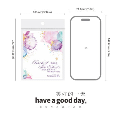 15 Pcs Creative Watercolor smudging hot stamping Stickers hand tent DIY Stick Labels Scrapbooking Material Junk Journal Supplies