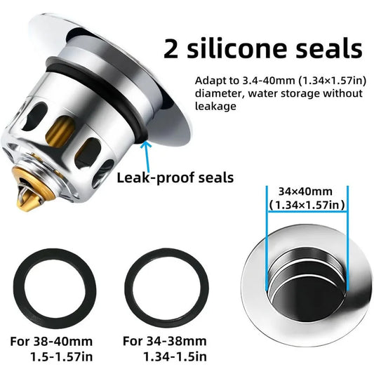 Universal Bathroom Sink Plug Stopper Wash Basin Core Bounce Pop-Up Drain Filter