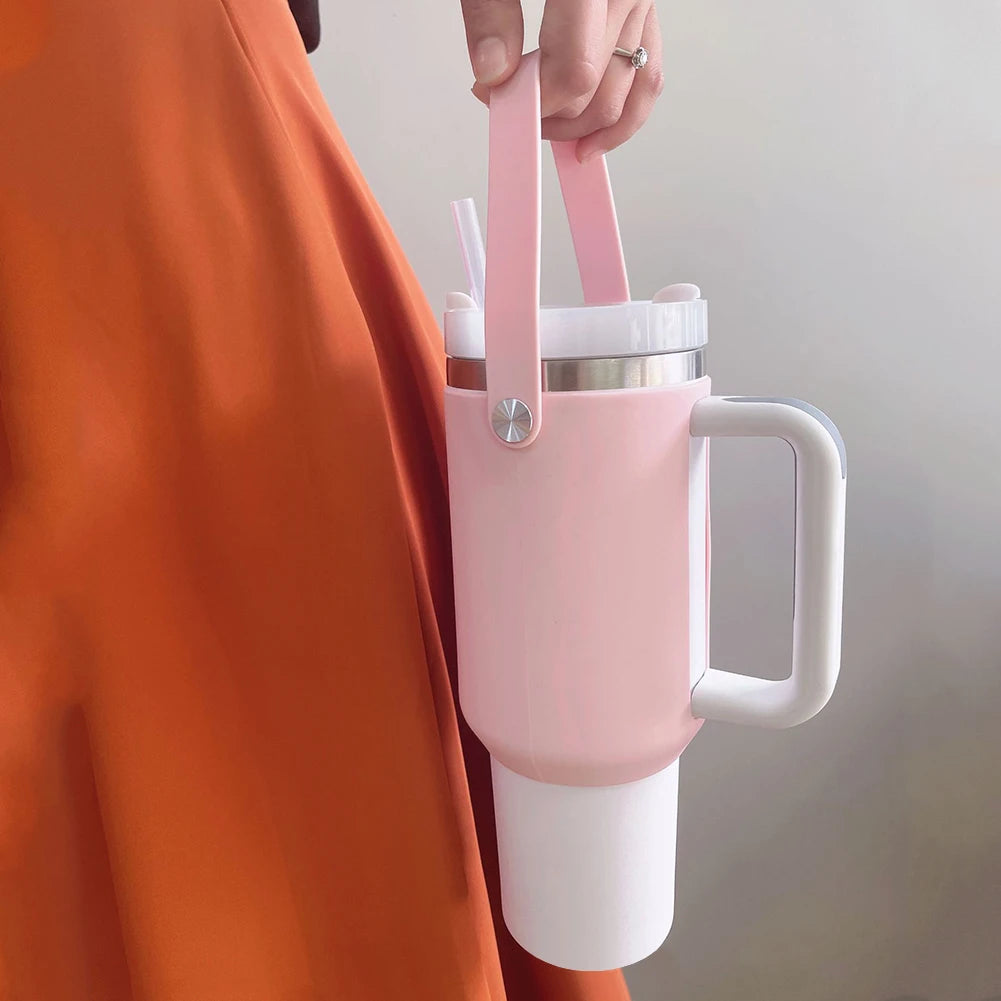 Cup Protective Sleeve Water Bottle Carrier Bag with Portable Handle Reusable Water Bottle Boot Silicone for Stanley Cup 40oz