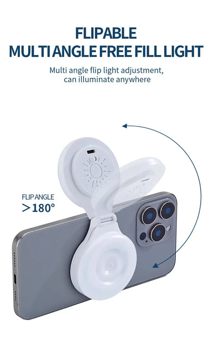 Portable Magnetic Mobile Phone Selfie Fill Light, Rechargeable Phone Selfie Light for Selfies/Photography/TikTok/live streaming