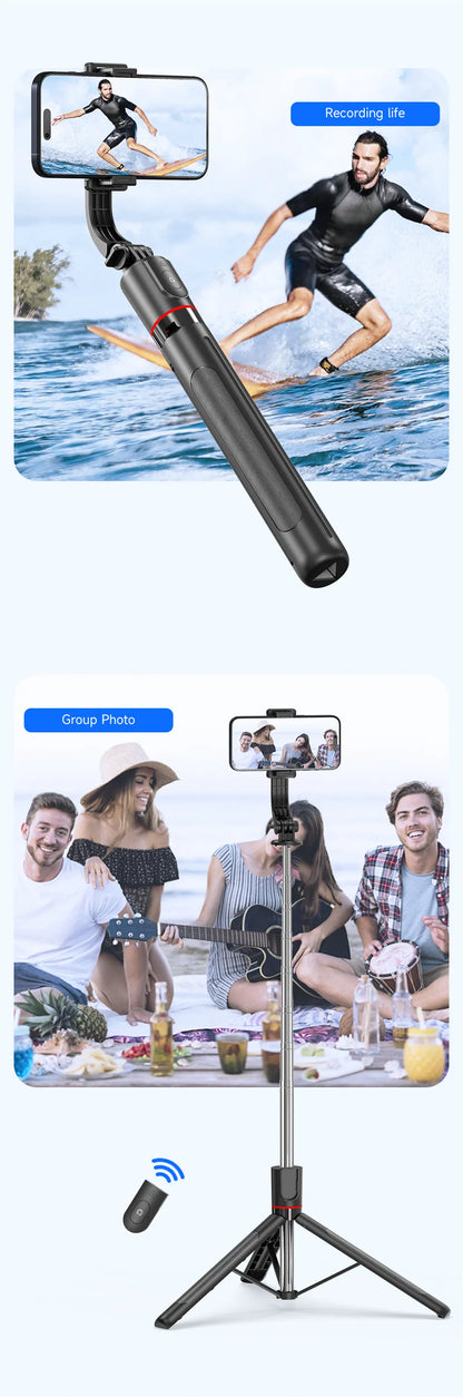 Roreta 1.7M Selfie Stick Wireless Tripod Stand with Bluetooth Remote Extendable Tripod for Mobile Phone Tlktok Live Streaming