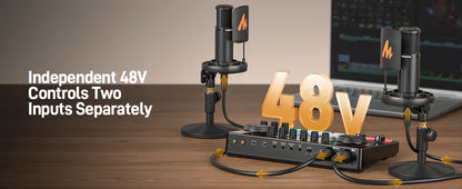 MaonoCaster E2 Gen2 Audio Interface Mixer with Dual XLR Input for Dual Podcast Live Streaming Gaming Audio Interfaces Sound Card