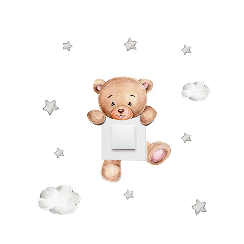 Cute Giraffe Bear Elephant Star Switch Sticker Kid Baby Bedroom Decoration Self-adhesive Home Decor Wallpaper Child Wall Decals