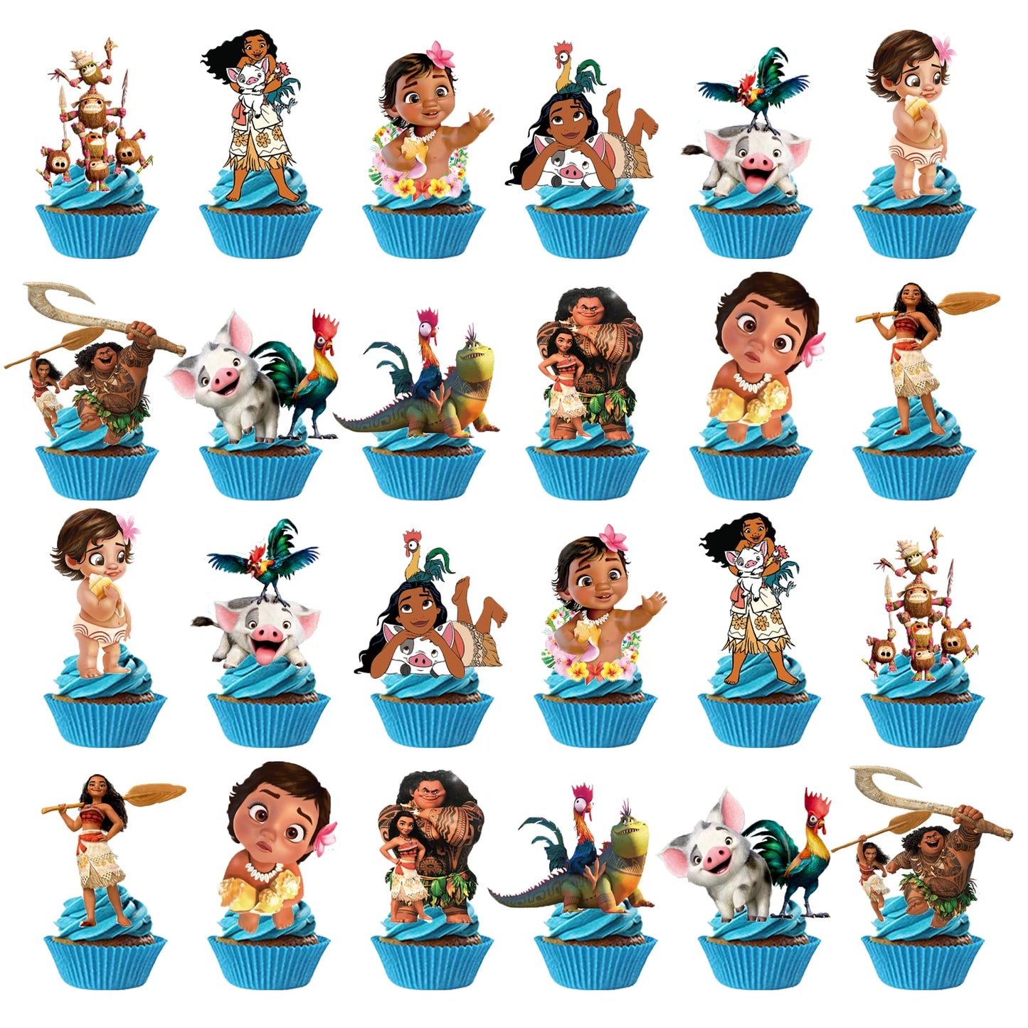 Moana Cake Topper、Cupcake Toppers ，Moana Birthday Decoration Theme Party Supplies Moana Birthday Cake Decorations
