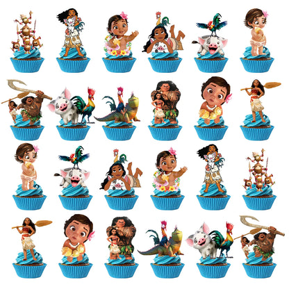 Moana Cake Topper、Cupcake Toppers ，Moana Birthday Decoration Theme Party Supplies Moana Birthday Cake Decorations