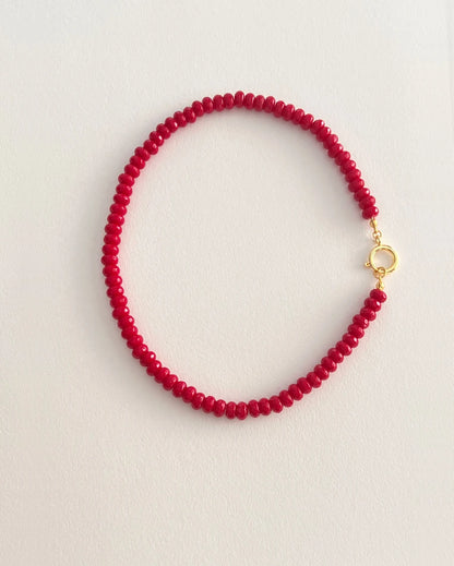 Colored Semi-precious Stone Fashion Necklace 5*8 Cut Natural Stone Beaded Necklace For women, Luxury Handmade  Jewelry