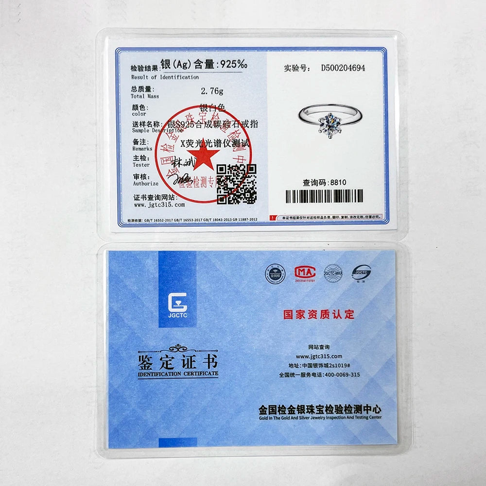 GRA Certified Moissanite Ring VVS1 Lab Diamond Solitaire Ring For Women Engagement Promise Wedding Band Jewelry