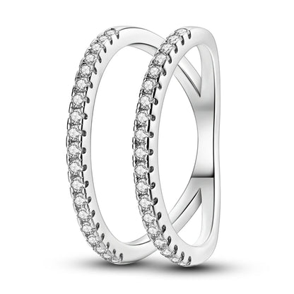 925 Sterling Silver Sparkling Zircon Ring - Classic Stackable Wedding Band for Women