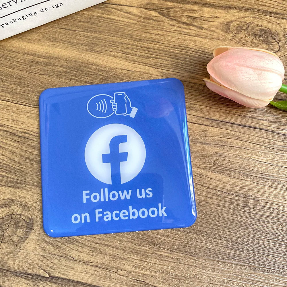 3.93"X3.93" Instagram Facebook Google Tripadvisor Trustpilot Review NFC Tap Card Sign Self-Adhesive Epoxy Plate Sticky