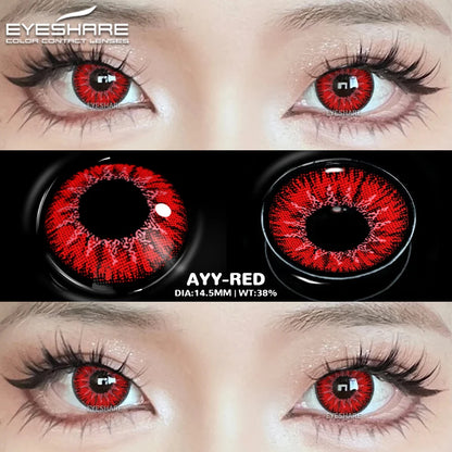 EYESHARE Cosplay White Colored Contact Lenses 2pcs Crazy Red Contact Lenses Anime Black Eye Lenses Halloween Beauty Makeup Lens