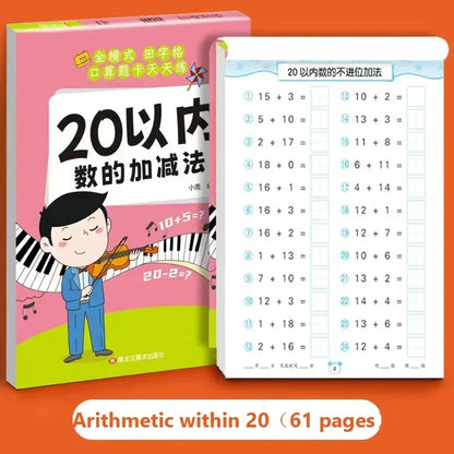Handwritten Arithmetic Exercise Books Learning Mathematics Workbook 61 Pages Addition and Subtraction Children's Notebooks