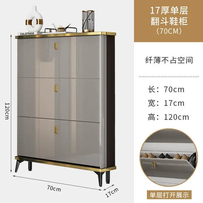 Modern light luxury ultra-thin tipping shoe cabinet 17cm home door aisle entrance large-capacity shoe rack cabinet furniture