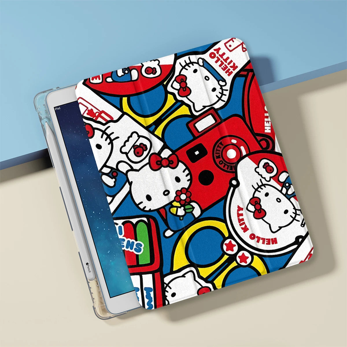 HelloKitty Schutzhülle für iPad Pro 11 Zoll, iPad Air 2024, iPad Air 5/4 10,9 Zoll, iPad Air 7/8 10,2 Zoll, iPad Air 3 10,5 Zoll und iPad mini 6/5/4 mit Stifthalter