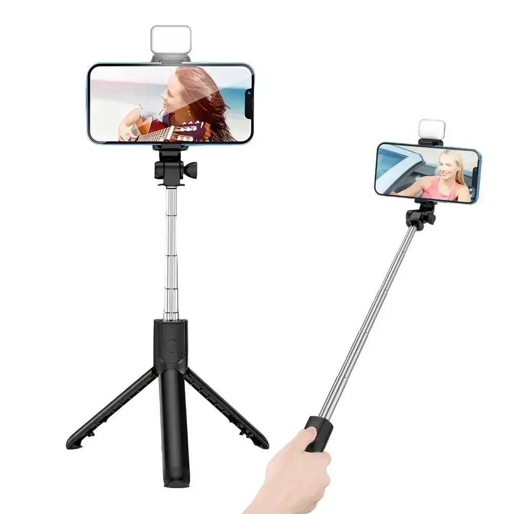 Selfie Stick Wireless Tripod Stand with Light Bluetooth Remote Extendable Tripod for iPhone Mobile Phone Tiktok Live Streaming