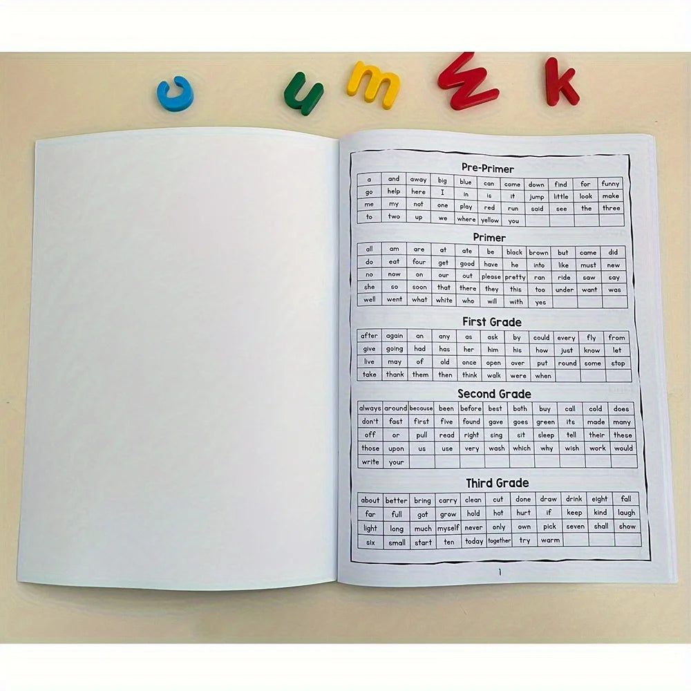 220 Sight Words Learning Workbook with Answer Key Educational Handwriting Sight Words Search Games for Age 3+ School Supplies
