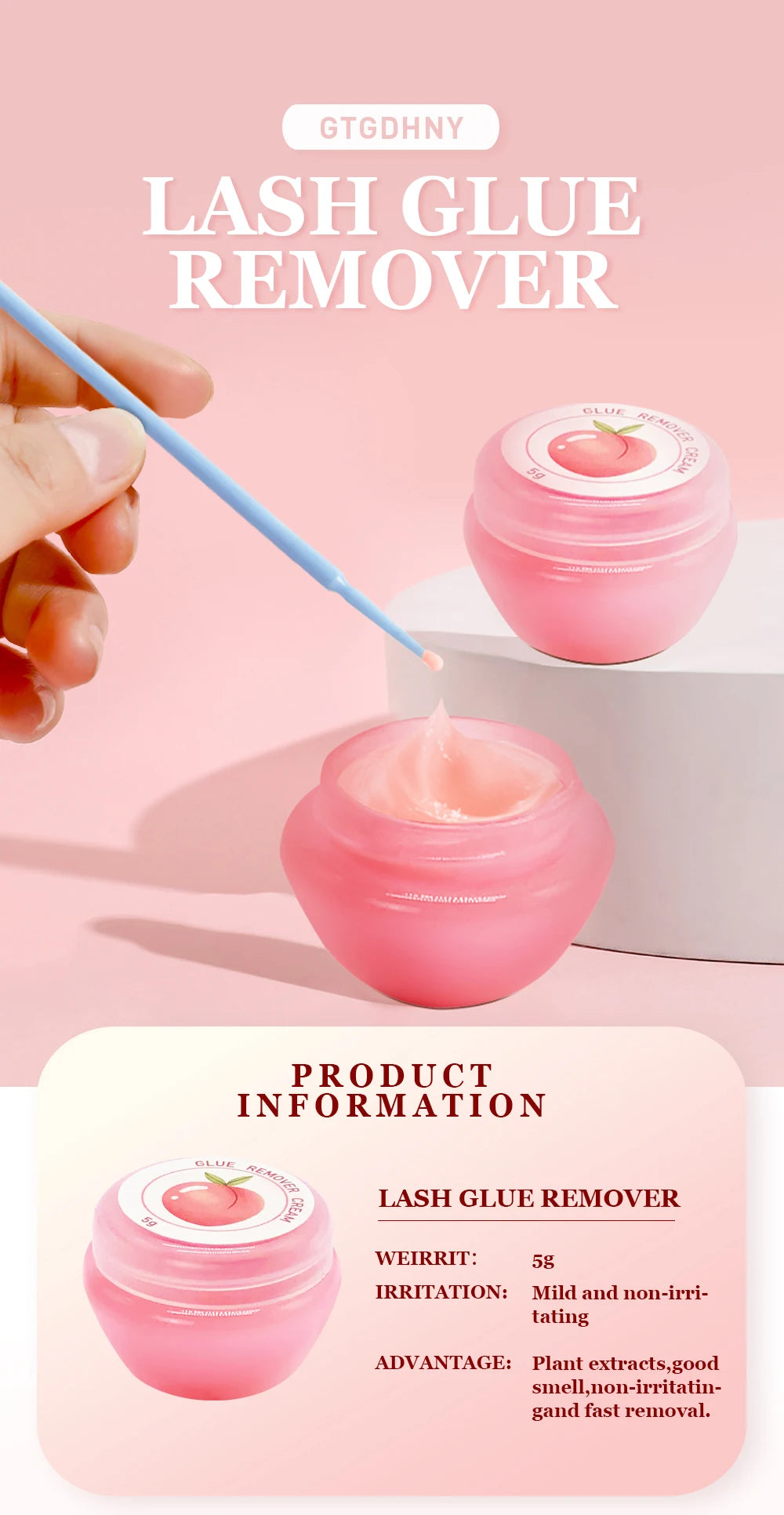 GTGDHNY Eyelash Glue Remover Quick Unloading Adhesive Professional Cream Remover for Eyeslashes De Pestaña Makeup Tools