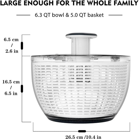 LMETJMA 6,3 QT Salatschleuder, große Salatschleuder, Einhand-Smoothie, Easy-Press-Funktion, große Gemüseschleuder, Salatmixer, Waschmaschine JT251
