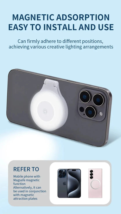 Portable Magnetic Mobile Phone Selfie Fill Light, Rechargeable Phone Selfie Light for Selfies/Photography/TikTok/live streaming