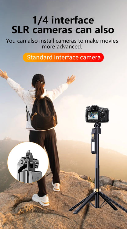 LISCN 1.8m 360 Gimbal Selfie Stick AI Intelligent Auto Face Tracking Tripod Stabilizer Phone Tripod with LED Fill Light