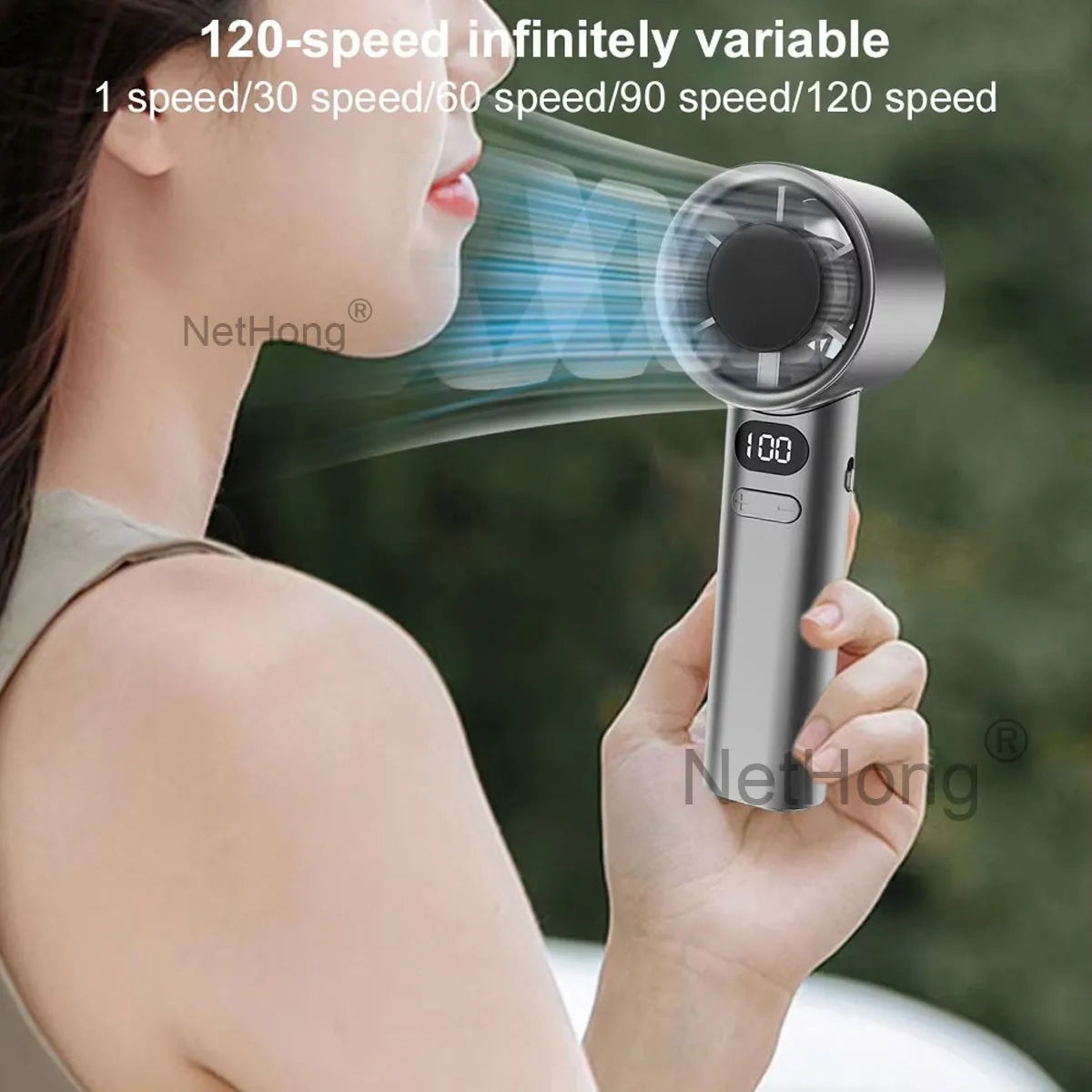 Mini Portable High Speed Fan USB Rechargeable 1800mAh Wireless Handheld Outdoor~