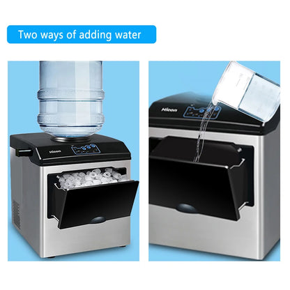 Commercial Ice Machine 25KG Desktop Multifunctional Bucket of Water Automatic Ice Machine Bullet-shaped Round Ice Home Appliance