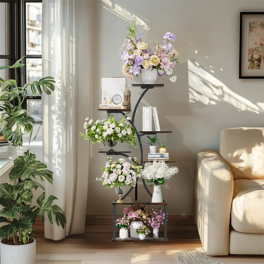 7 Tier Tree Shaped Plant Stand for Patio Living Room Metal Plant Flower Pot Display Holder Multiple Shelves