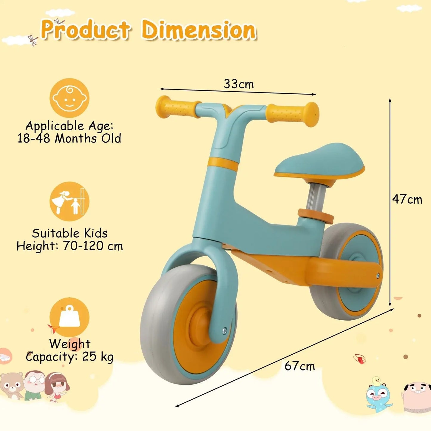 DORTALA Baby Balance Bike 2 Wheels Toddler First Bike No Pedal Infant Baby Walker Riding