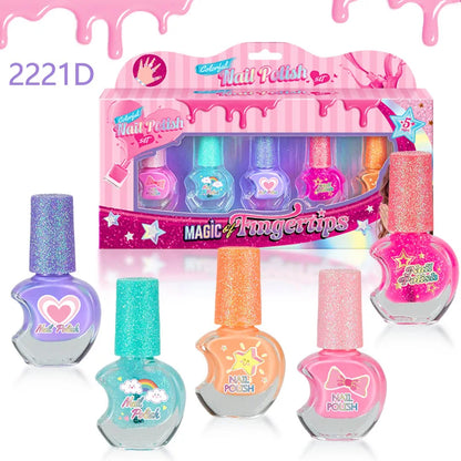 Children's Nail Polish Set 5 Color Safe Non-toxic Water-based Peelable  Girls Princess Dress Up Play House DIY Nail Art Toys