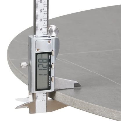 Modern Nesting Coffee Table, Round Accent Cafe Table, Side End Table, Grey Sintered Stone, Metal Frame, Set of 2