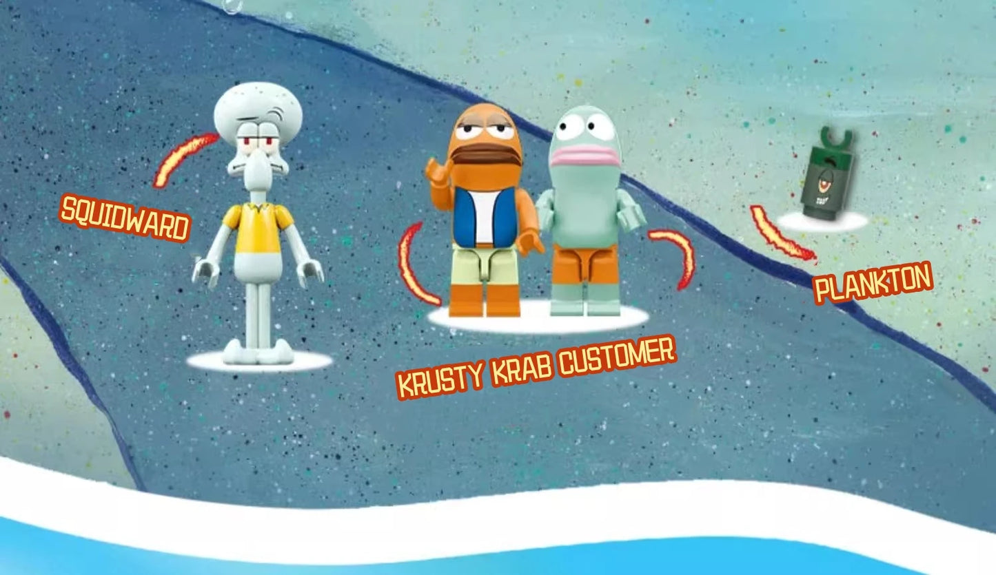 Spongebob building block cartoon Krusty Krab creative restaurant scene model Patrick Star assembly toy children's birthday gift