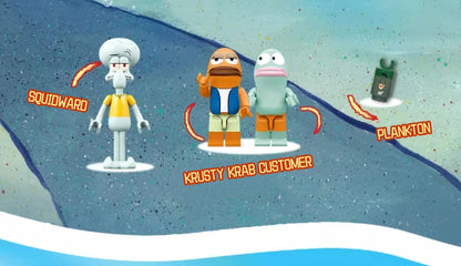 Spongebob building block cartoon Krusty Krab creative restaurant scene model Patrick Star assembly toy children's birthday gift