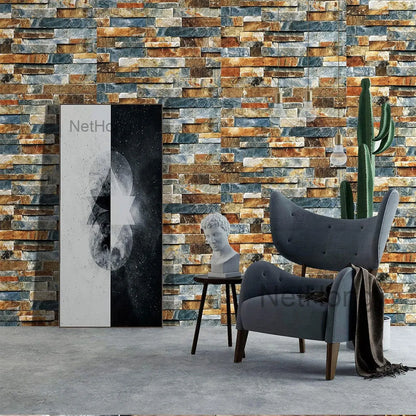 6M 3D Rust masonry pattern Effect Wallpaper Vinyl Self Adhesive Wall Stickers