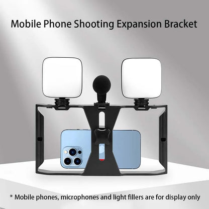 Handheld stabilizer rotating gimbal holder, mobile phone microphone holder, fill light, live streaming mobile phone frame