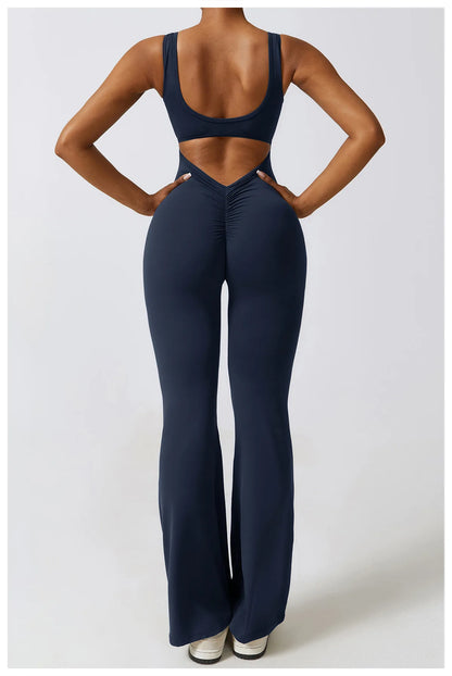 Women's Sexy Yoga Jumpsuit - One Piece Workout Tracksuit with Push Up Support