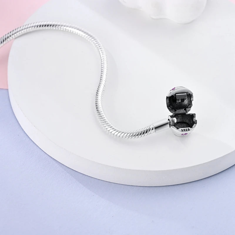 925 Sterling Silver Charm Bracelet - Leaf, Clover, Butterfly & Heart Design | 17-20cm Adjustable